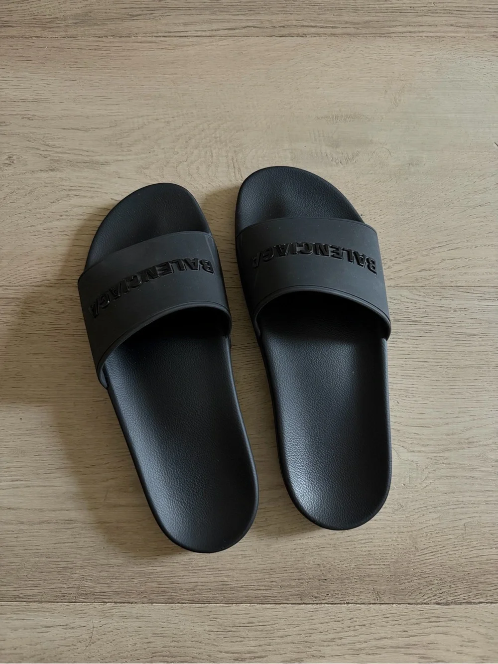 Balenciaga Black Men's Logo Slide Sandals